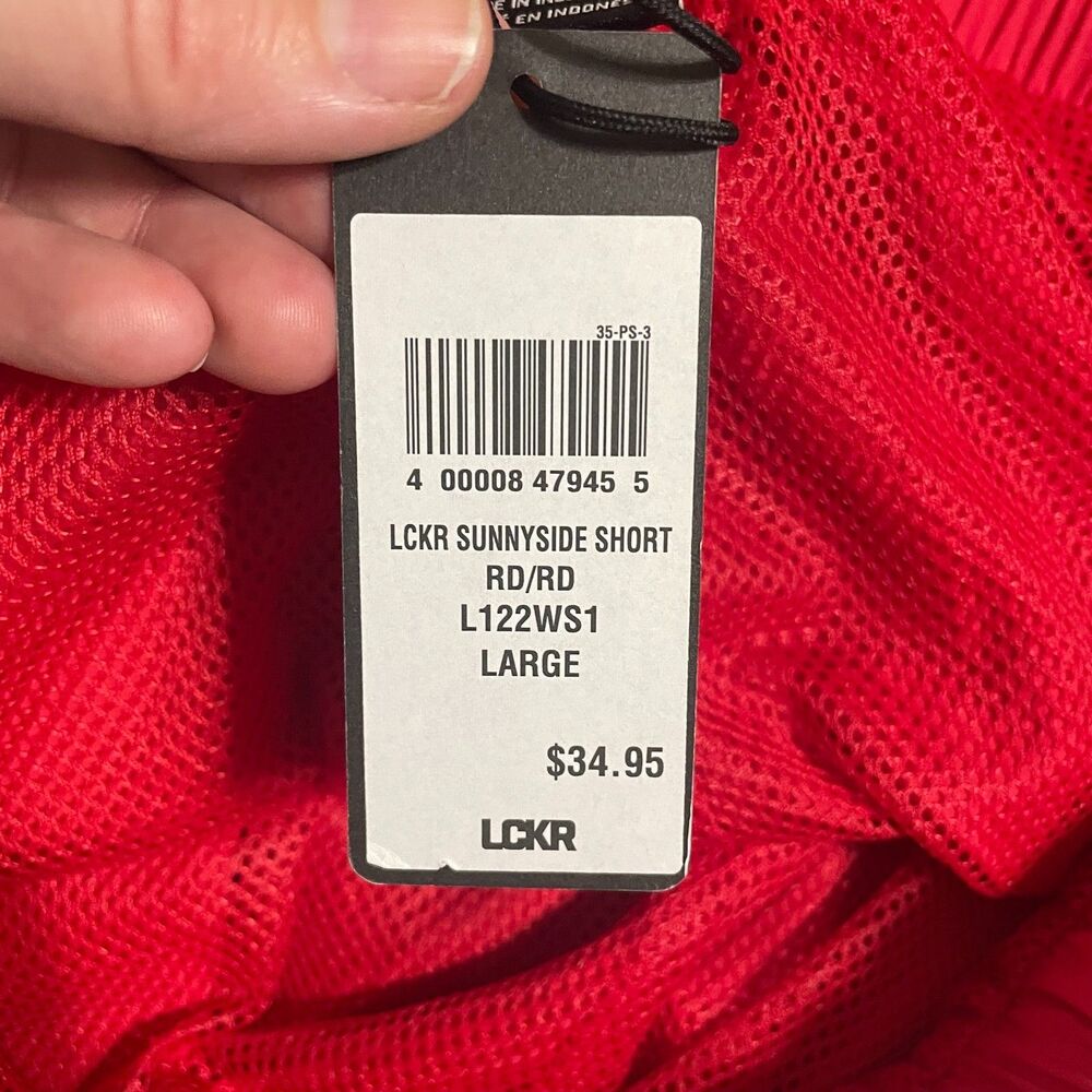 NWT LCKR Men’s Elastic Drawstring Waist Mesh Lined Nylon Athletic Red Shorts L - Picture 3 of 8